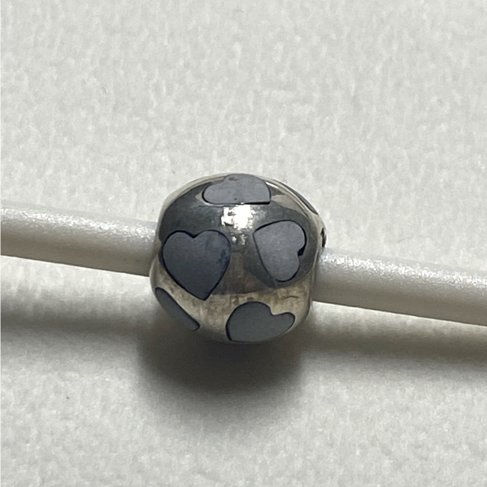 Pandora ALE Silver 925 Grey Mother Of Pearl Heart Charm - retired.